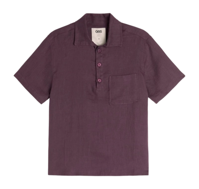 Hemd OAS Girona Linen Shirt Herren Plum