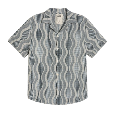 Hemd OAS Como Cuba Waffle Herren Grey Blue
