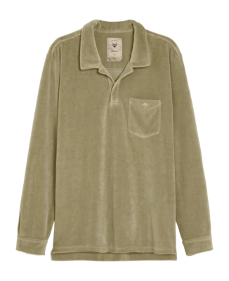 Poloshirt OAS Washed Velours Long Sleeve Herren Grey Green