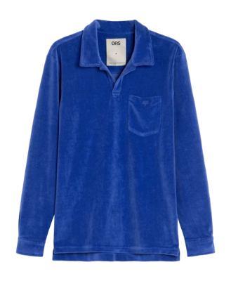 Poloshirt OAS Velours Long Sleeve Herren Azur