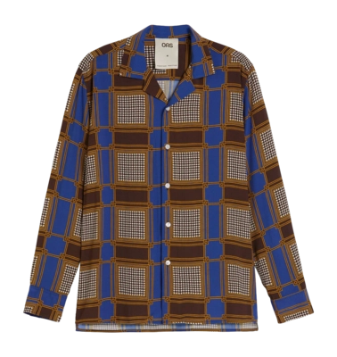 Hemd OAS Monaco Viscose Herren Brown / Blue