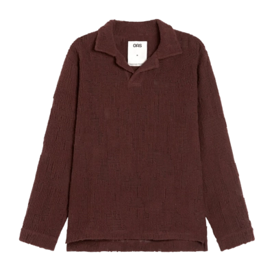 Poloshirt OAS Grot Crochet Long Sleeve Herren Burgundy