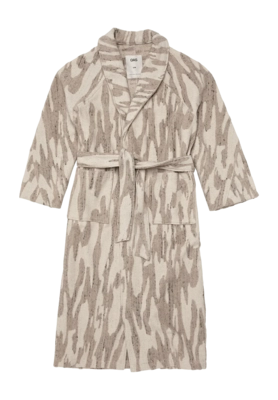 Badjas OAS Fern Linen Terry Statement Robe Beige Unisex