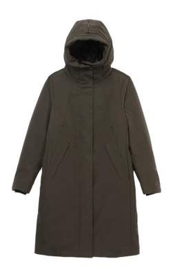 Veste Krakatau Femme Gaia Technical Fabric Long Parka Coffee Green