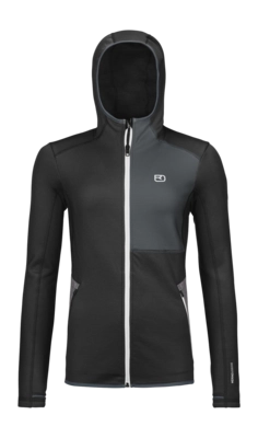 Sweatjacke Ortovox Fleece Hoody Damen Black Raven