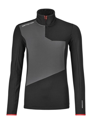 Sweatjacke Ortovox Fleece Light Zip Neck Damen Black Raven