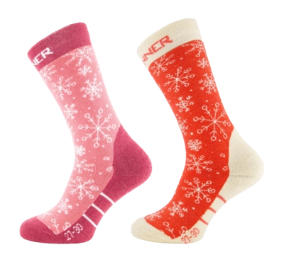 Skisokken Sinner Kids Snow Double Pack Coral/Pink