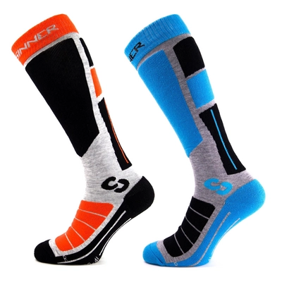 Chaussettes de Ski Sinner Unisexe Pro Socks II Double Pack Orange/Neon Blue