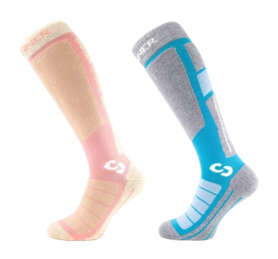Chaussettes de Ski Sinner Femmes Pro Socks Double Pack Light Blue/ Light Pink