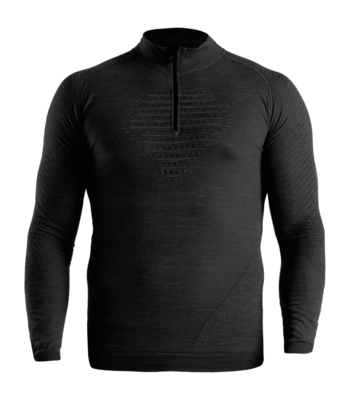 Undershirt UYN Men Fusyon Biotech Uw Shirt Long Sleeve Zip Up Black