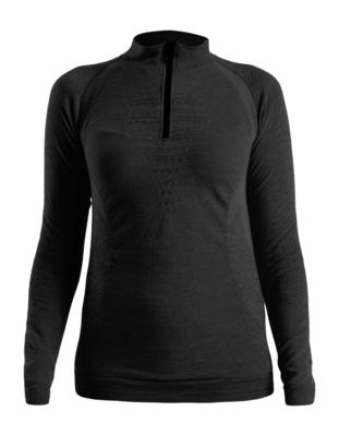 Unterhemd UYN Damen Fusyon Biotech Uw Shirt Long Sleeve Zip Up Black