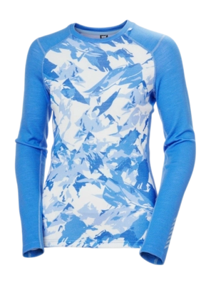 Undershirt Helly Hansen Women Lifa Merino Midweight Graphic Crew Ultra Blue Mountain Camo A