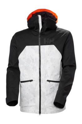 Ski Jacket Helly Hansen Men Straightline Lifaloft 2.0 Jacket Grey Fog Snow Camo Aop