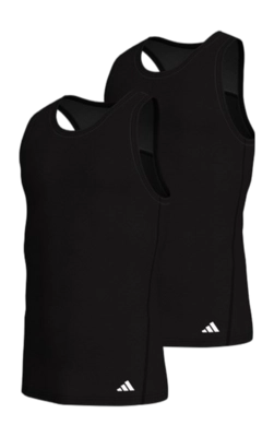Vest Top Adidas Men Active Flex Cotton Ergonomic Black (2-Pack) 25