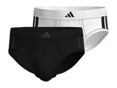 Underwear Adidas Men Active Flex Cotton 3 Stripes Brief Black / White (2-Pack)