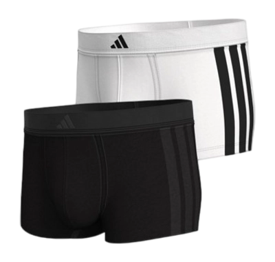 Onderbroek Adidas Men Active Flex Cotton 3 Stripes Trunk Black / White (2-Pack)