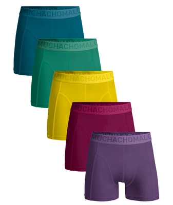 Boxershort Muchachomalo Men Light Cotton Solid Blue Yellow Rood Purple ( 5-Pack )