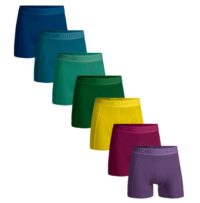 Boxershort Muchachomalo Men Light Cotton Solid Blue Green Yellow Red Purple ( 7-Pack )