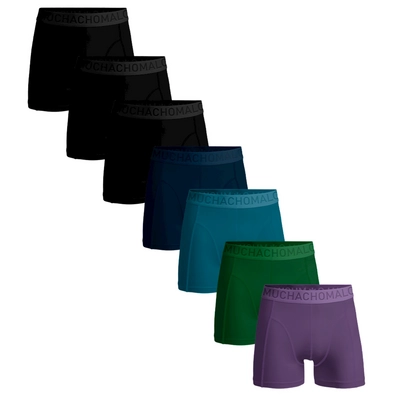 Boxershort Muchachomalo Men Light Cotton Solid Black Blue Blue Green Purple ( 7-Pack )