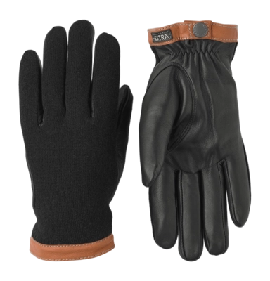Handschoen Hestra Unisex Deerskin Wool Tricot Black/Black