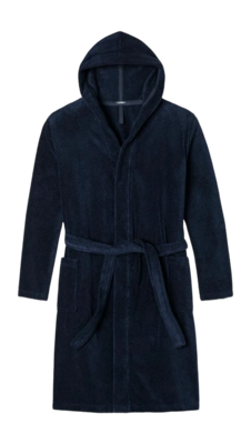 Accappatoio lungo Schiesser Essentials, Donna, Cotone, con cappuccio, Blu Navy