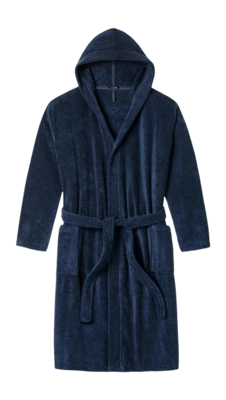 Accappatoio lungo Schiesser Essentials, Uomo, Cotone, Con cappuccio, Blu Navy
