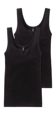 Maillot de Corps Schiesser Femme 144359 Cotton Essentials Black (Lot de 2)