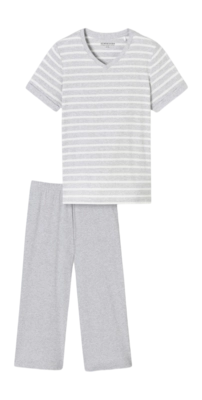 Pyjama Schiesser 181254 Casual Essentials Damen Silver Grey Melange