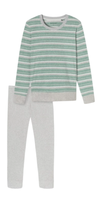 Pyjama Schiesser 181968 Casual Essentials Damen Green Melange