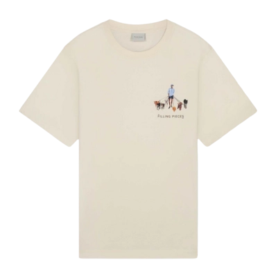 T-Shirt Filling Pieces Men Dog Walker Antique White