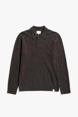 Polo Norse Projects Homme Merino Lambswool Polo Heathland Brown