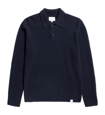 Poloshirt Norse Projects Merino Lambswool Polo Herren Dark Navy