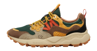 Flower Mountain Unisex Yamano 3 Uni Suede Nylon Mesh Taupe Green Ocra
