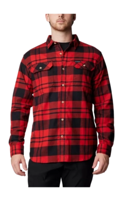 Shirt Columbia Men Flare Gun Stretch Flannel Sail Red River