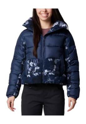 Jas Columbia Women Leadbetter Point II Print Sherpa Hybrid Collegiate Navy