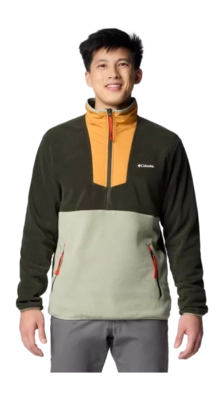 Columbia Men Sequoia Grove Half Zip Sweatshirt Fleece Greenscape/Sun