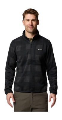 Vest Columbia Men Sweater Weather Printed Half Zip II Black Buffalo