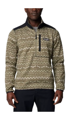 Vest Columbia Men Sweater Weather Printed Half Zip II Stone Green Madras