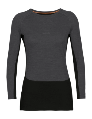 Ondershirt Icebreaker Women ZoneKnit 200 LS Crewe Jet Heather Black Metro Heather Carbon