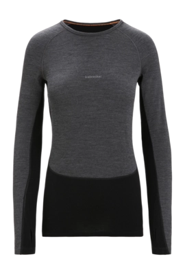 Maillot de Corps Icebreaker Femme ZoneKnit 260 LS Crewe Jet Heather Black Metro Heather Carbon