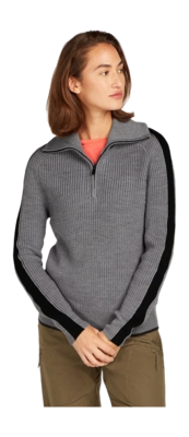 Pull Icebreaker Femme Lodge LS Demi Zip Pull Gritstone Heather/Black