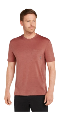 T-Shirt Icebreaker Men Merino 150 Tech Lite III SS Relaxed Pocket Tee Cedar Wood