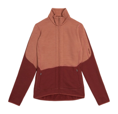 Gilet Icebreaker Femme Merino 400 RealFleece Descender LS Z Bois de Cedar/Port/CB