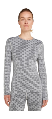 Ondershirt Icebreaker Women Merino 260 Vertex LS Crewe On-Piste Snow/Black