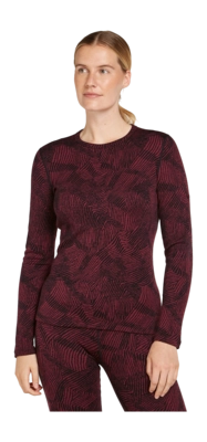 Maillot de Corps Icebreaker Femme Merino 260 Vertex LS Crewe Frozen Forms Black/Port