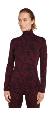 Ondershirt Icebreaker Women Merino 260 Vertex LS Half Zip Frozen Forms Black/Port