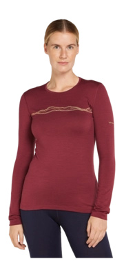 Ondershirt Icebreaker Women Merino 200 Oasis LS Crewe Mountain Pulse Port