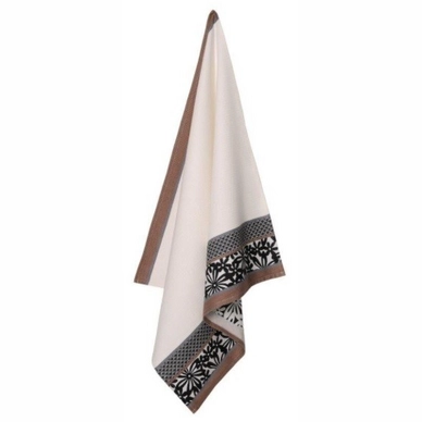 Theedoek Elias Flowers Black (set van 2)