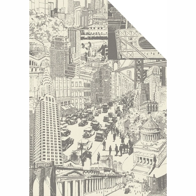 Jacquard Decke Ibena Sorrento Grau Stadtmotiv 140 x 200 cm