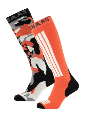 Ski Socks Poederbaas Unisex Camo Orange Multi (2 pack)